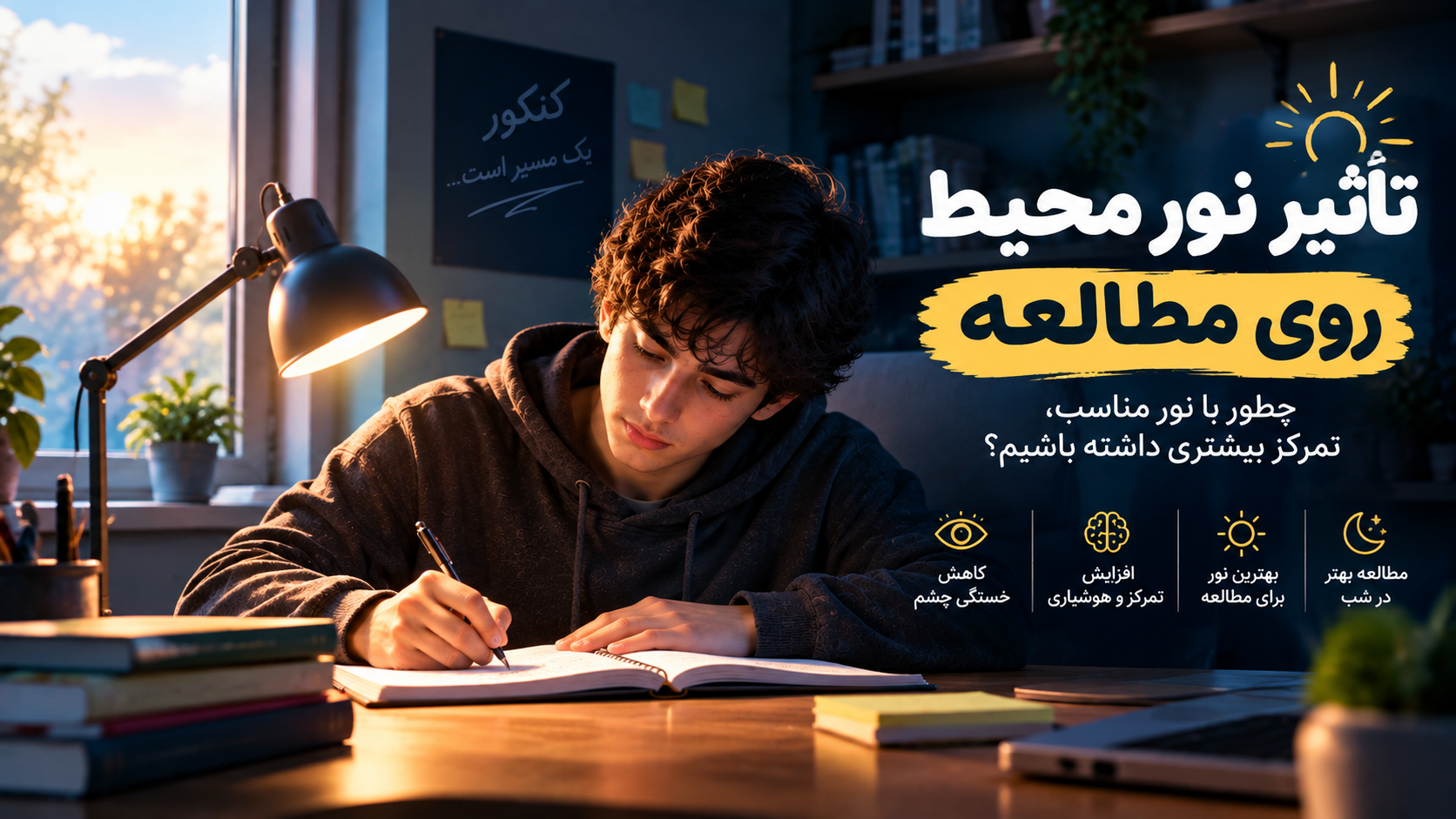تأثیر نور محیط روی مطالعه؛ بهترین نور برای درس خواندن