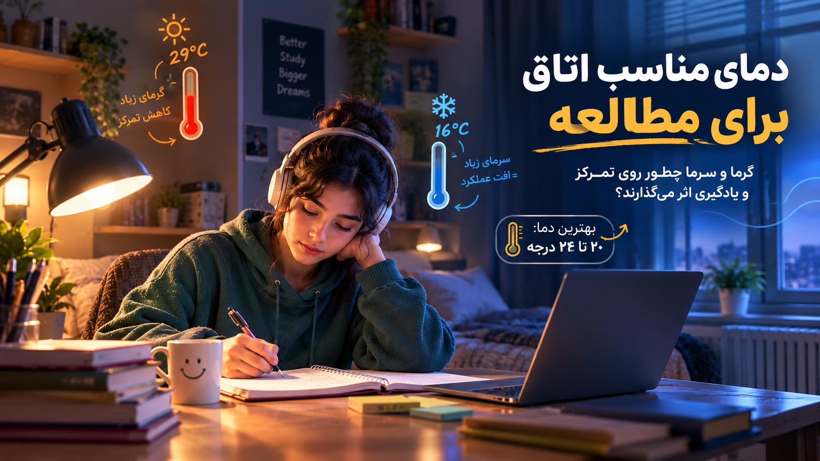 دمای اتاق برای مطالعه؛ گرما و سرما چه اثری دارند؟