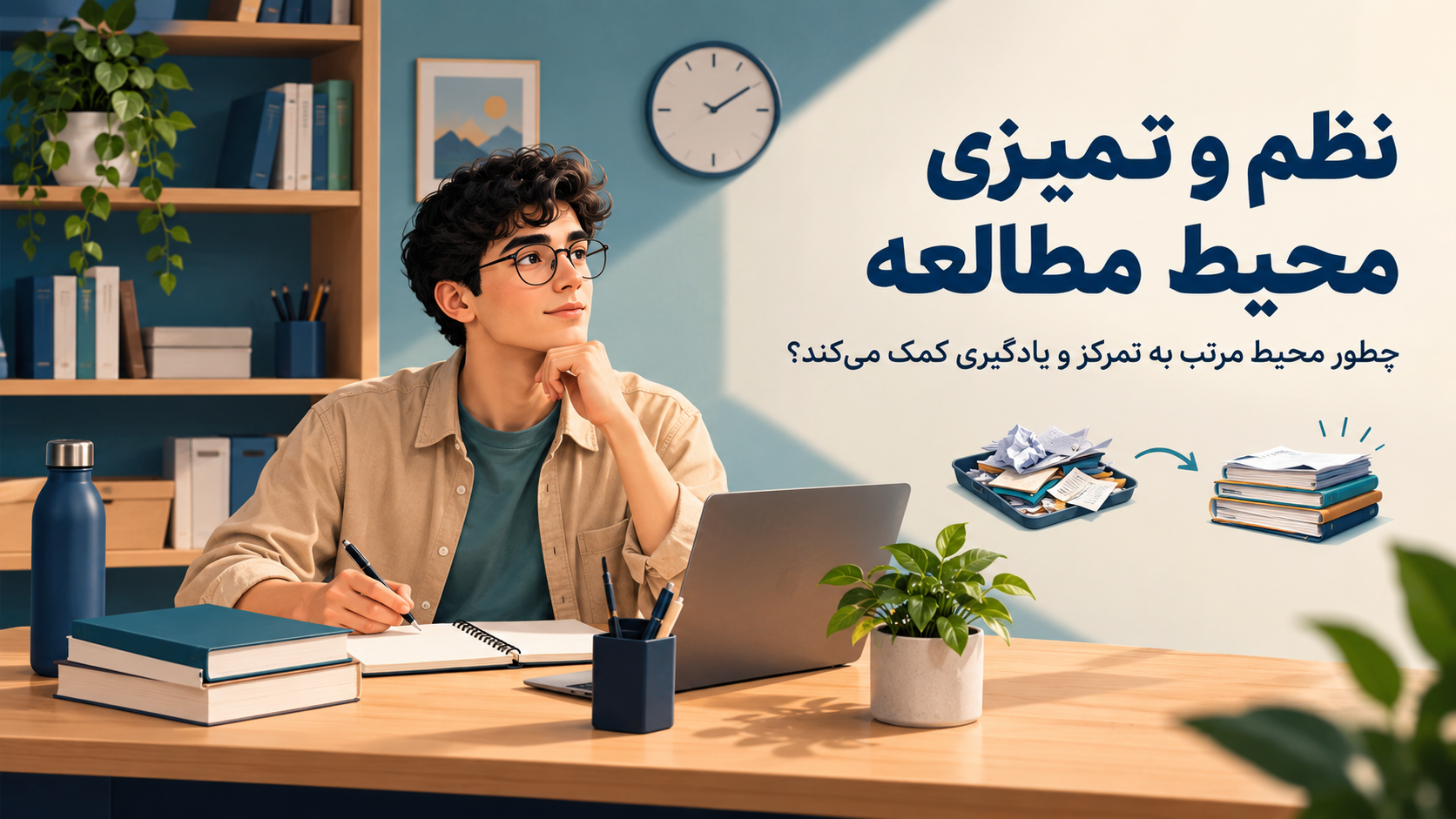 تأثیر نظم و تمیزی محیط مطالعه بر تمرکز و یادگیری