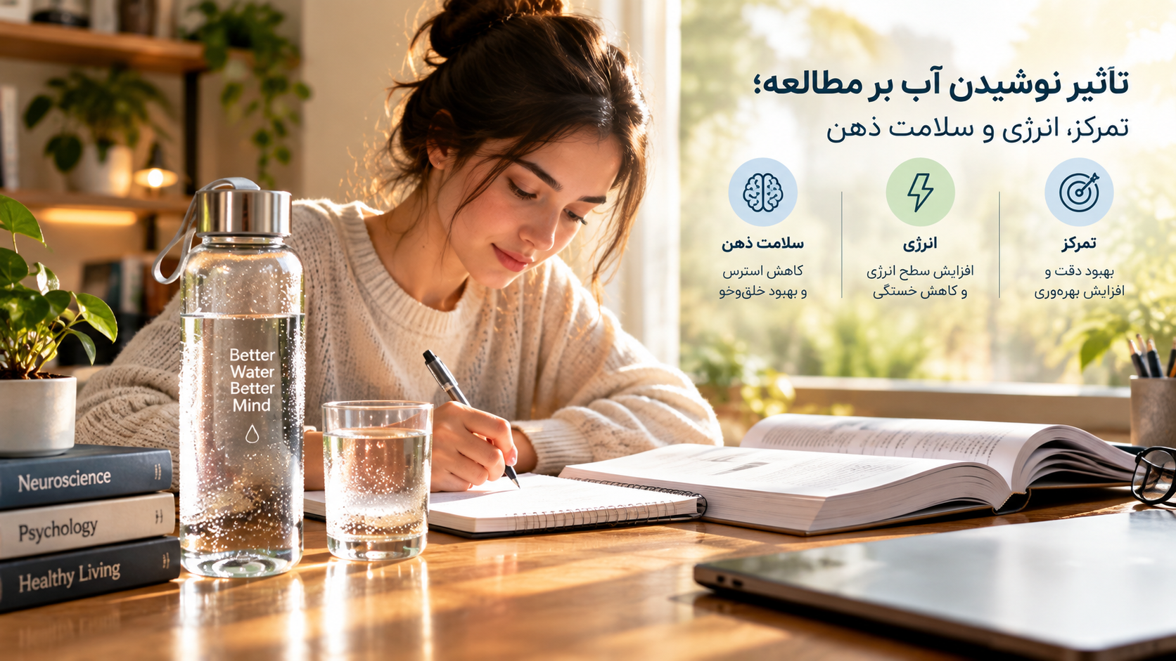 تأثیر نوشیدن آب بر مطالعه؛ تمرکز، انرژی و سلامت ذهن